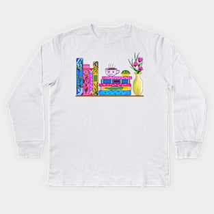 Subtle Pan-inspired Bookshelf Kids Long Sleeve T-Shirt